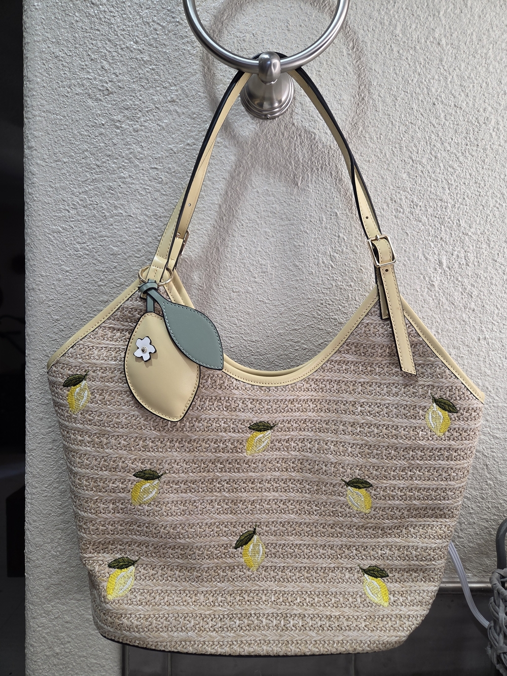 BCBGeneration Lemon  Straw Tote